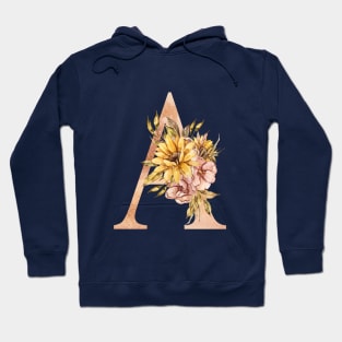 Watercolor sunflower floral A letter illustration Hoodie